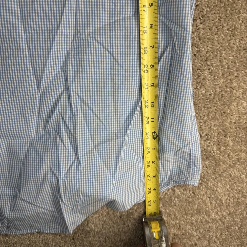 Banana Republic Shirt Mens XL Blue Check Short Sleeve Button Up Pockets Casual